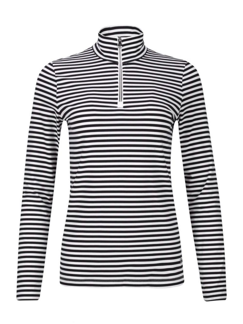 Lohla Sport Golf Striped Quarter-Zip Long Sleeve Top - Black/White